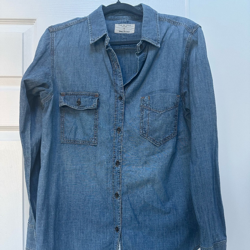 NWT Rag & Bone Featherweight Denim Shirt Top $258 - Size S